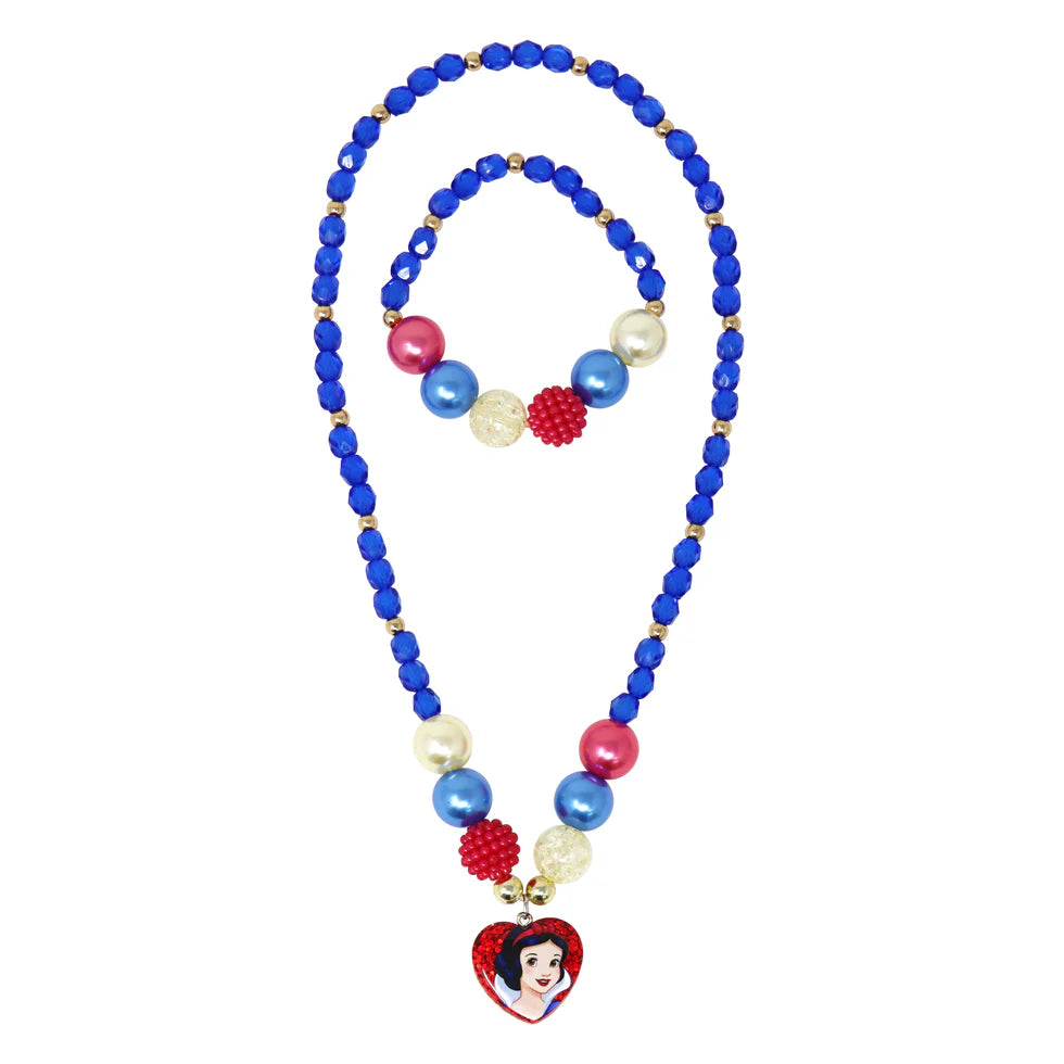 Pink Poppy - Disney Princess Snow White Pendant Stretch Beaded Necklace & Bracelet