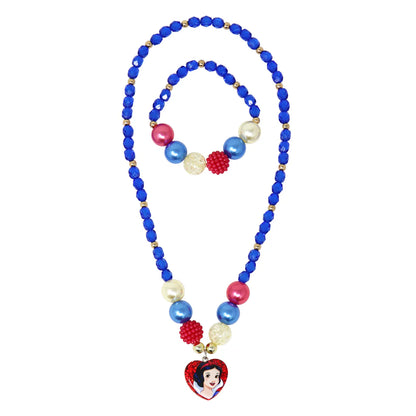 Pink Poppy - Disney Princess Snow White Pendant Stretch Beaded Necklace & Bracelet