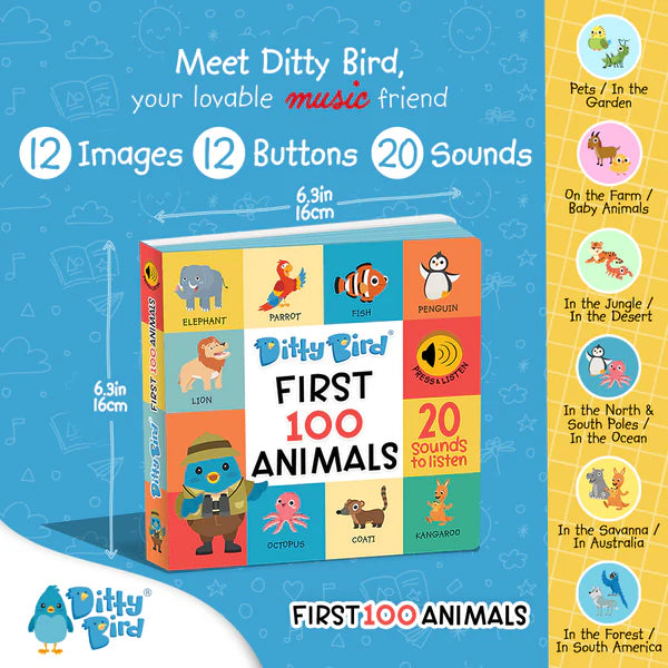 Ditty Bird - First 100 Animals - USB C Rechargeable