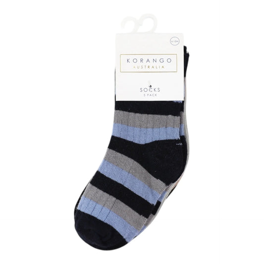 Ribbed Socks 5pk Plain with Navy