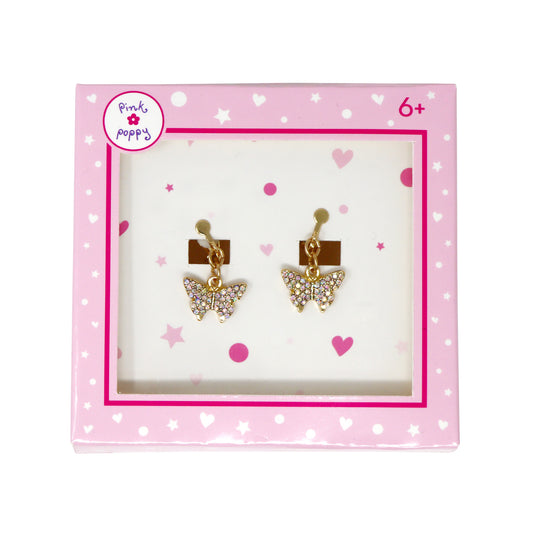 Pink Poppy - Butterfly Clip-on Earrings