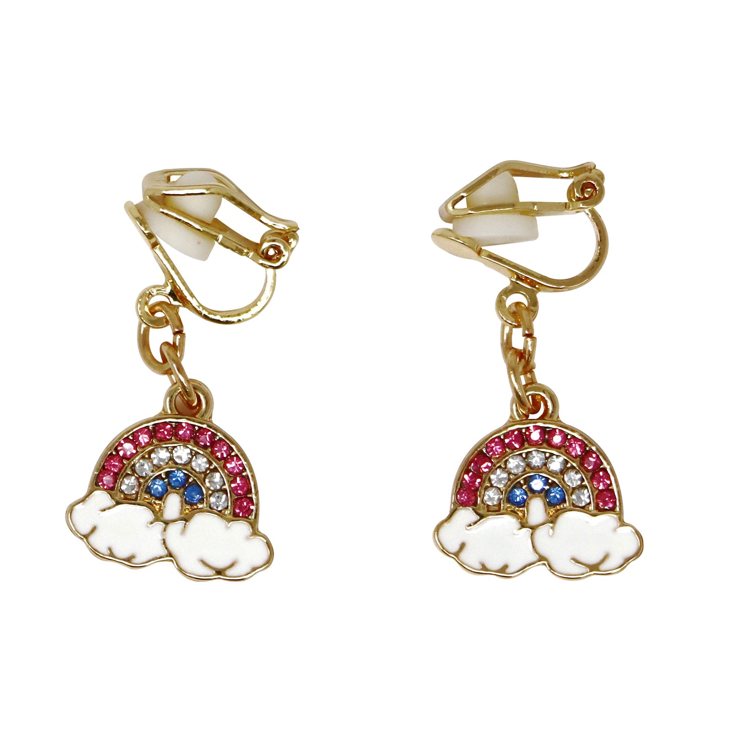Pink Poppy - Rainbow Clip-on Earrings