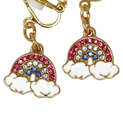 Pink Poppy - Rainbow Clip-on Earrings