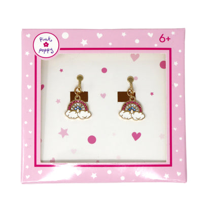 Pink Poppy - Rainbow Clip-on Earrings