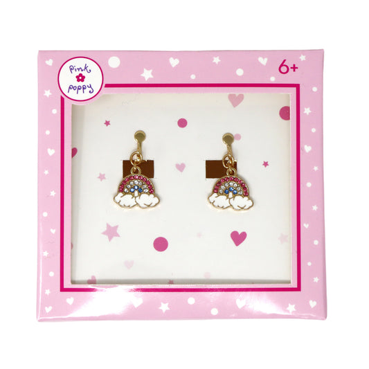 Pink Poppy - Rainbow Clip-on Earrings