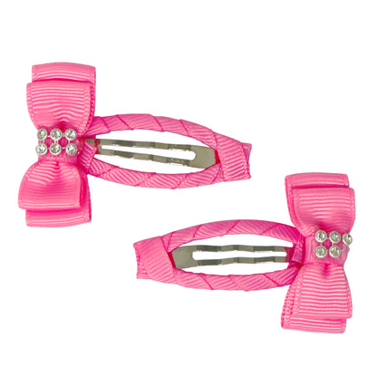 Pink Poppy Ribbon Bow Hair Clips
