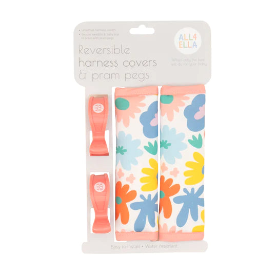 All4Ella Harness Covers & Pram Pegs- Bright Floral