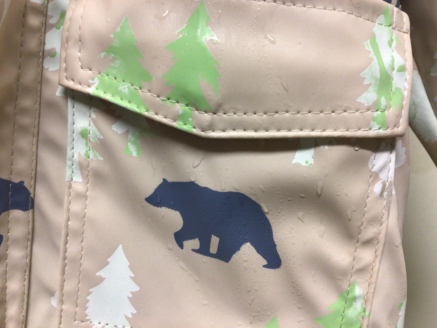 Korango- Bear Print colour change Raincoat Tapioca