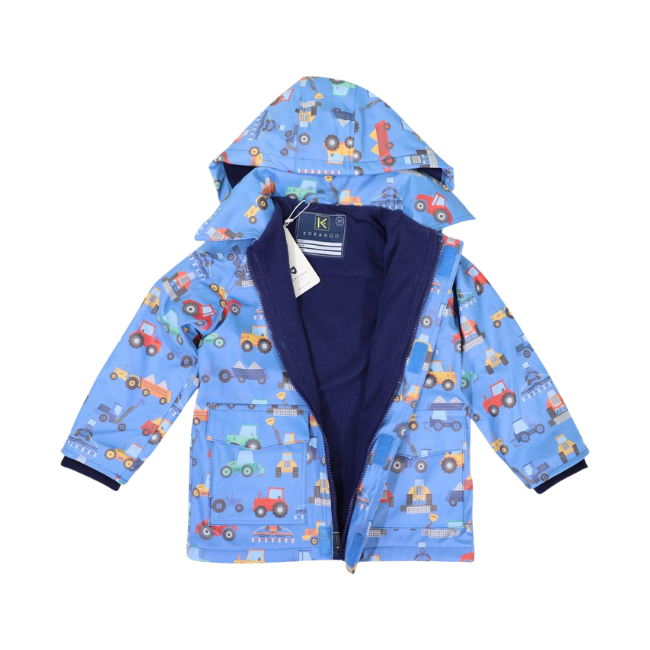 Korango - Farm Machine Print Raincoat - Blue