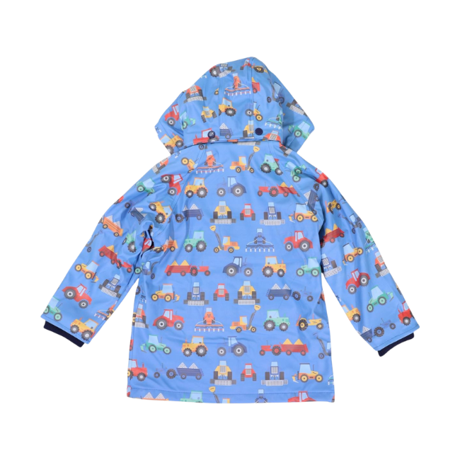 Korango - Farm Machine Print Raincoat - Blue