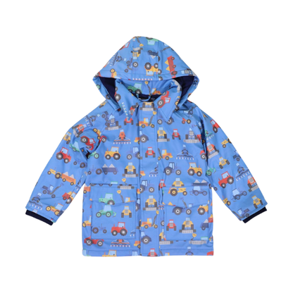 Korango - Farm Machine Print Raincoat - Blue