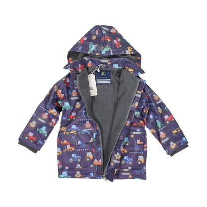 Korango - Farm Machine Print Raincoat - Navy