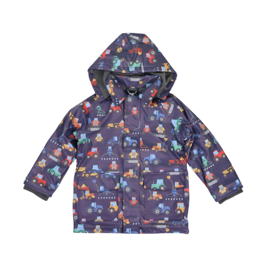Korango - Farm Machine Print Raincoat - Navy