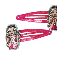Pink Poppy Barbie Hair Snap Clips