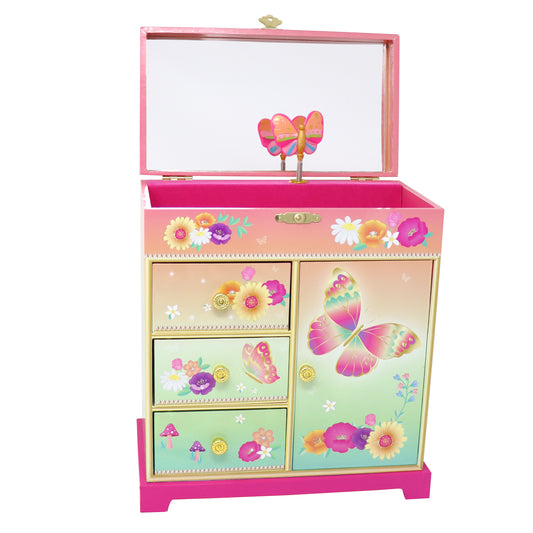Pink Poppy - Rainbow Butterfly Music Box - Large