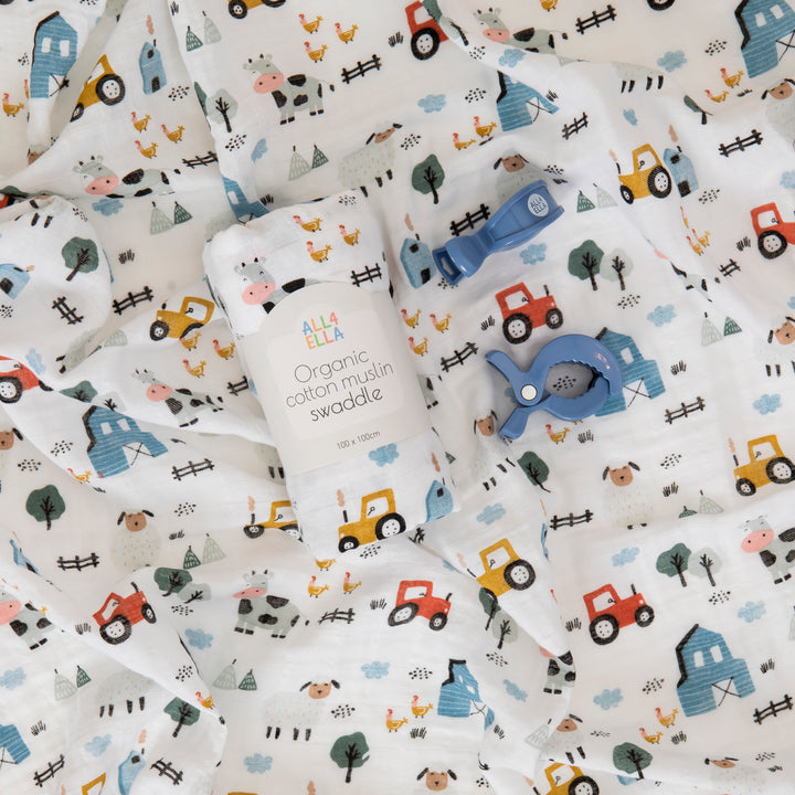 All4Ella - Pram Pegs 2pk & Muslin Wrap