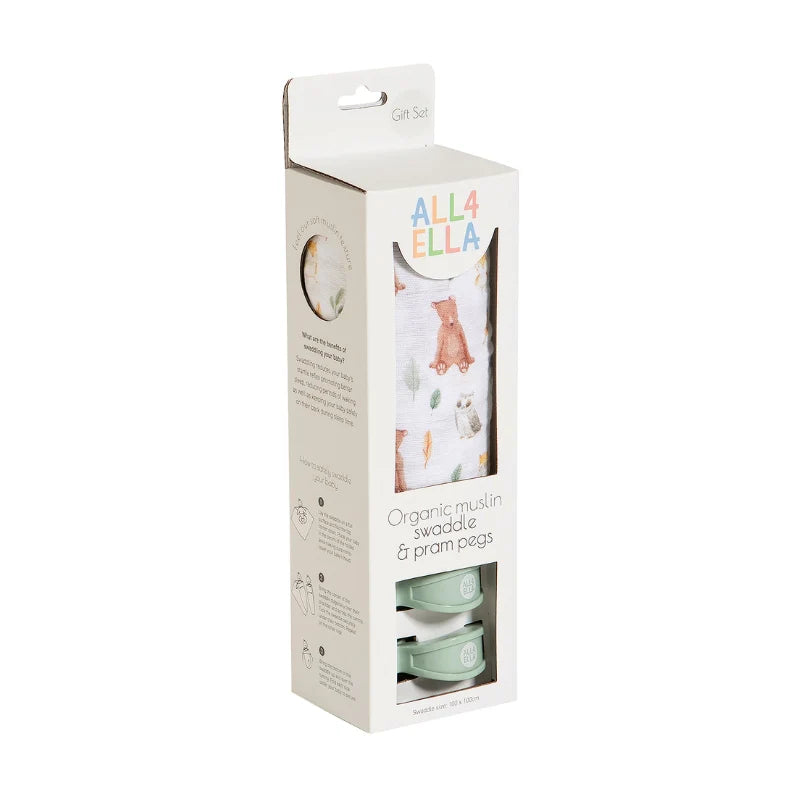 All4Ella - Pram Pegs 2pk & Muslin Wrap