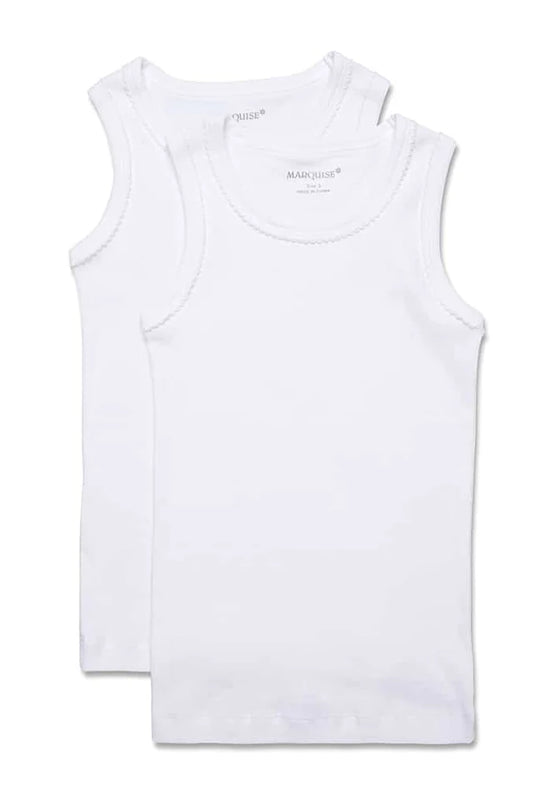Marquise - Girls Cotton Scalloped Singlets 2pk