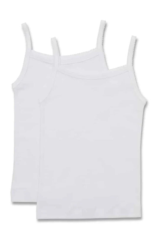Marquise - Girls Cotton Shoulder Strap Trim Singlets 2pk