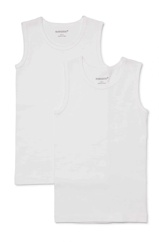 Marquise - Kids White Cotton Singlets 2pk