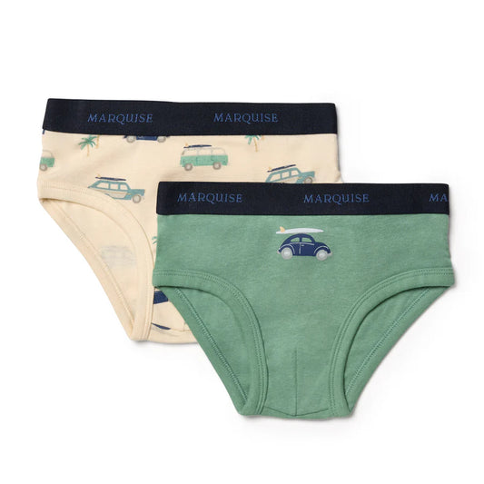 Marquise - Boys 2Pk Green/Cream Surfs Up Underwear