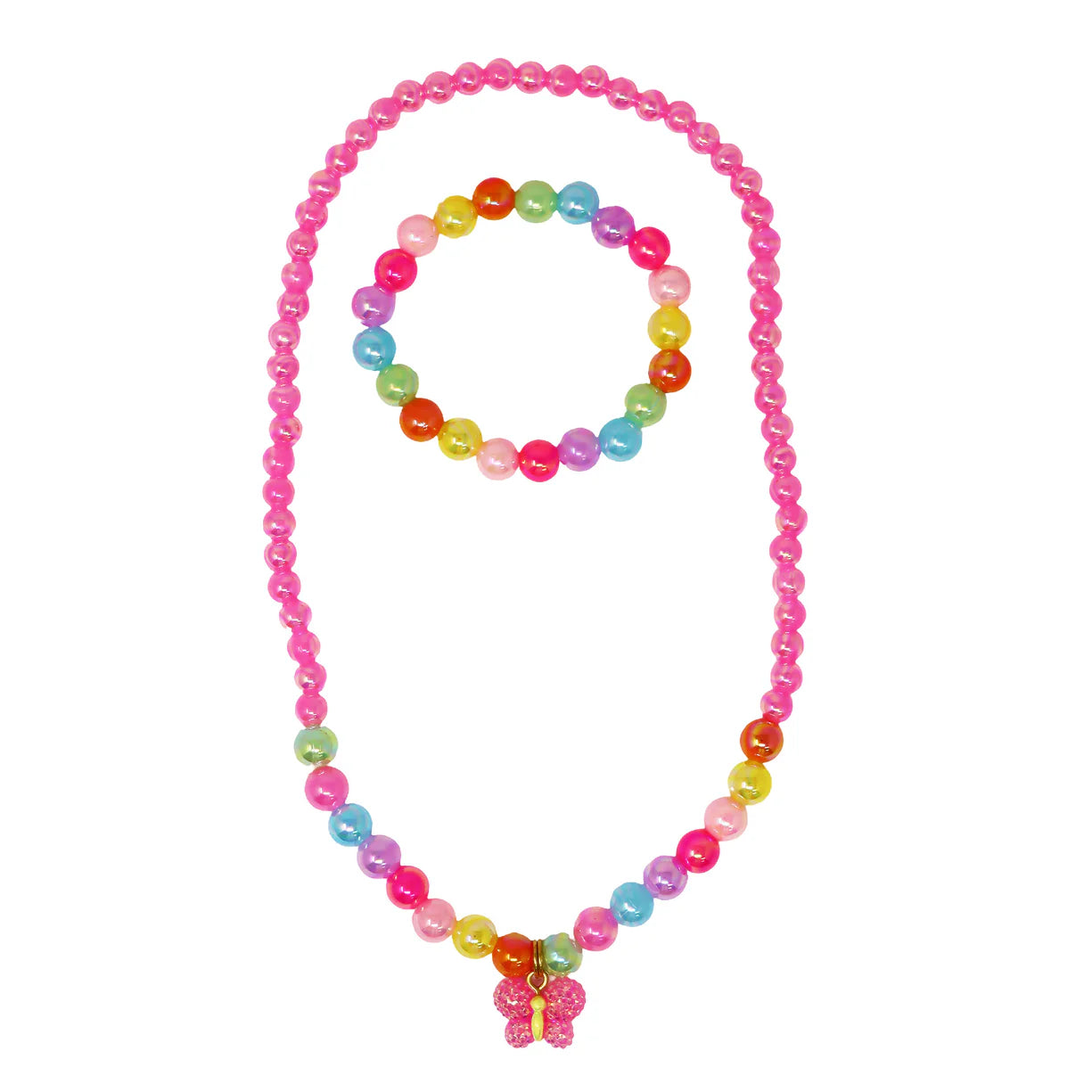 Pink Poppy - Sparkle Butterfly Necklace & Bracelet Set