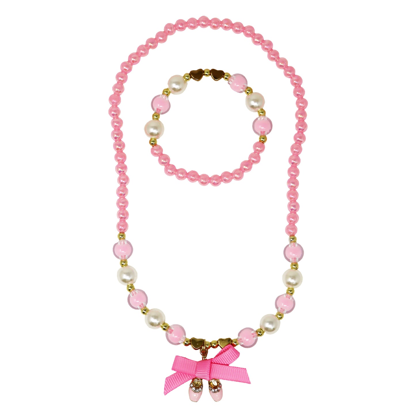 Pink Poppy- Ballerina Bow Necklace & Bracelet Set