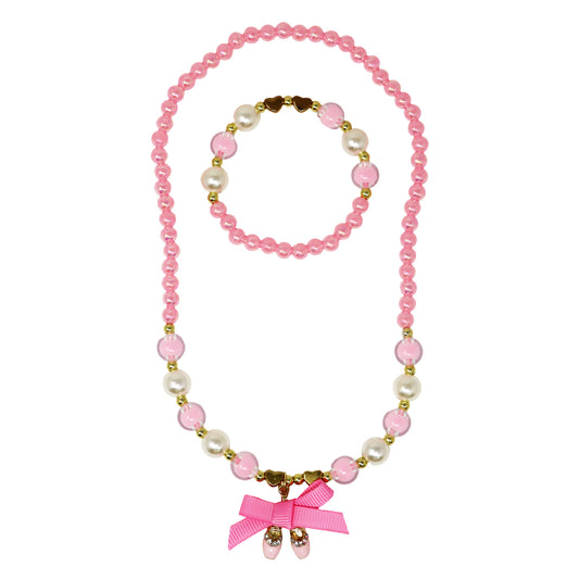 Pink Poppy- Ballerina Bow Necklace & Bracelet Set