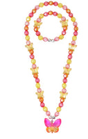Pink Poppy- Rainbow Butterfly Necklace & Bracelet Set
