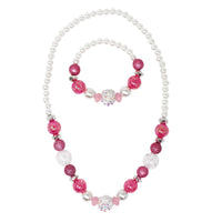 Pink Poppy - Sparkly Pink and Pearl Beaded Necklace & Bracelet