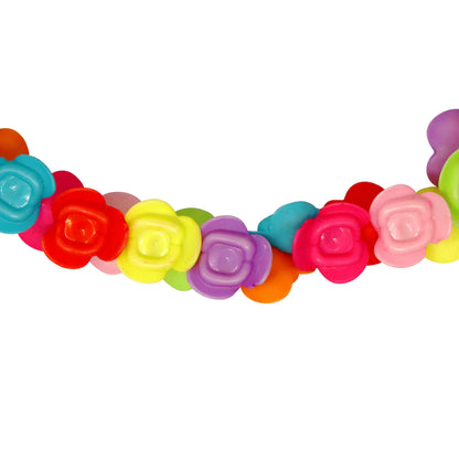 Pink Poppy - Vibrant Roses Flower Necklace and Bracelet Set