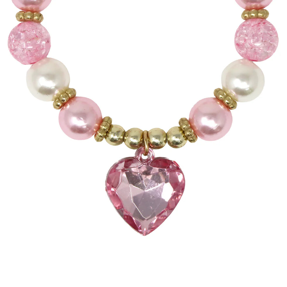 Pink Poppy - Dance Pearl Heart Necklace and Bracelet Set