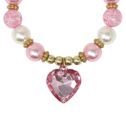 Pink Poppy - Dance Pearl Heart Necklace and Bracelet Set