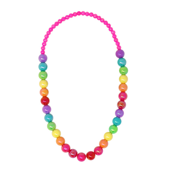 Pink Poppy- Rainbow Beads Necklace