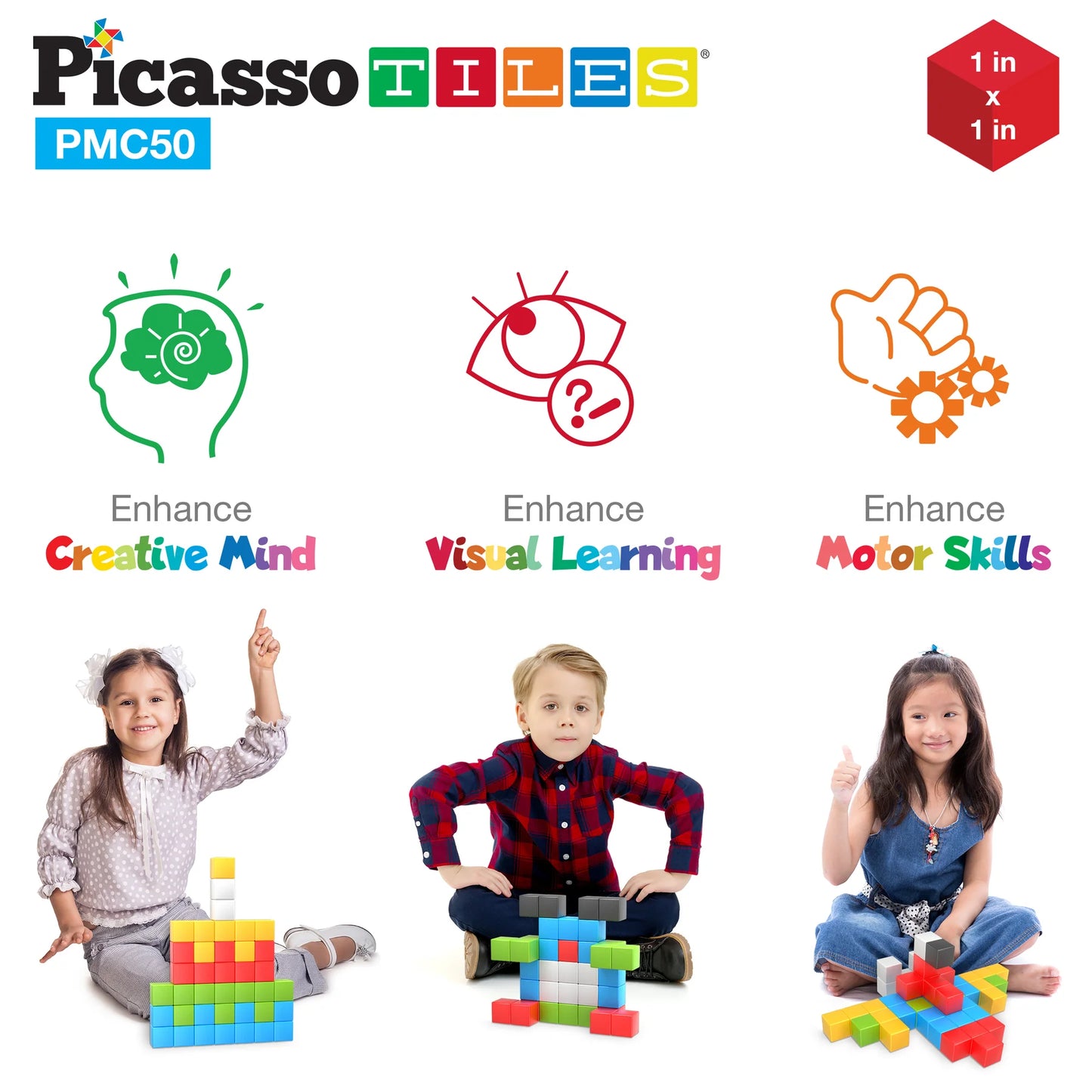 Picasso Tiles - 50pcs Magnetic Cubes