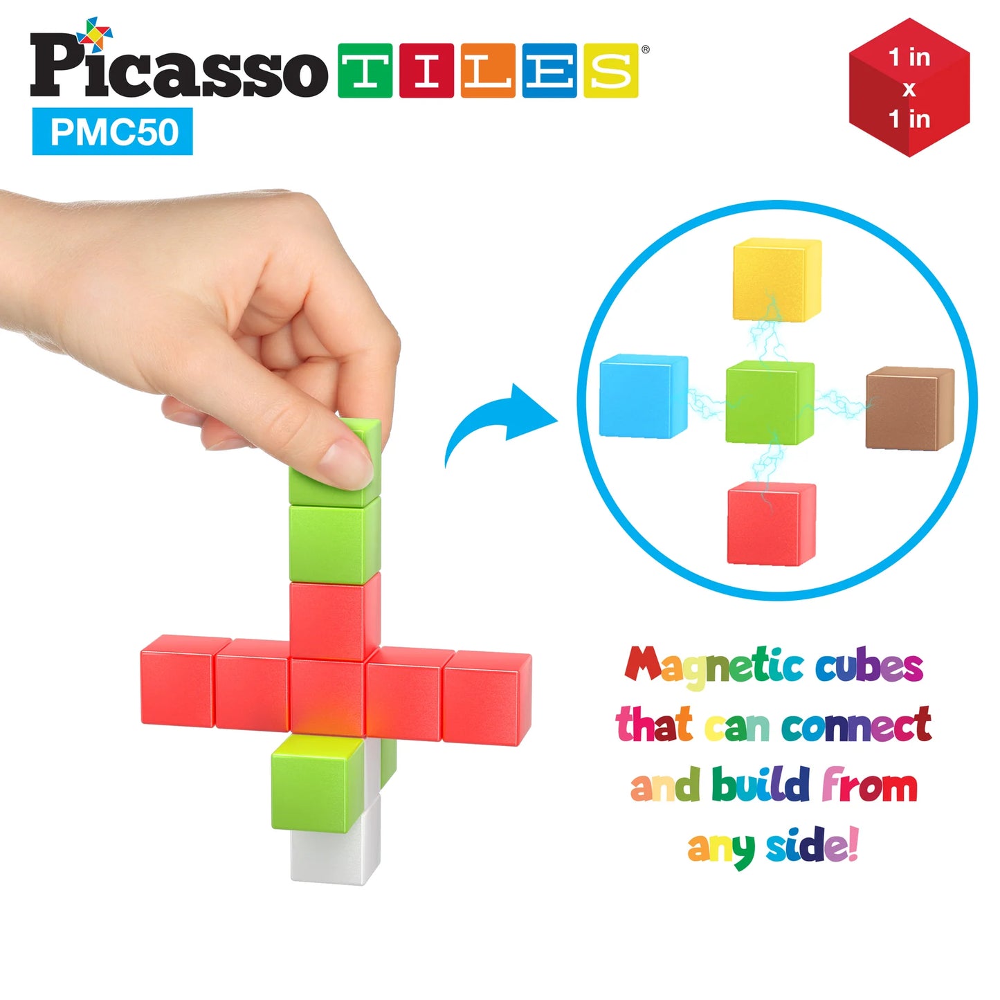 Picasso Tiles - 50pcs Magnetic Cubes