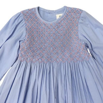 Korango - Long Sleeve Smocked Dress Baby - Blue Heron
