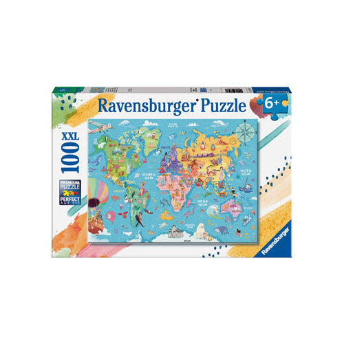 Ravensburger - Ravensburger - Animal World Map Puzzle XXL 100 Pieces