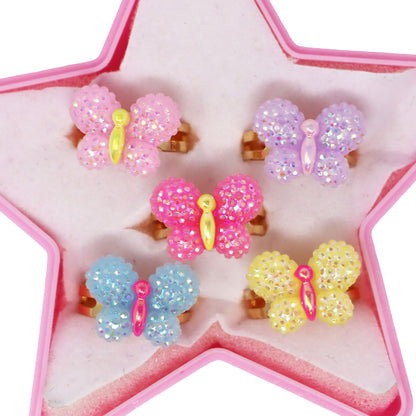Pink Poppy -  Sparkle Butterfly Rings