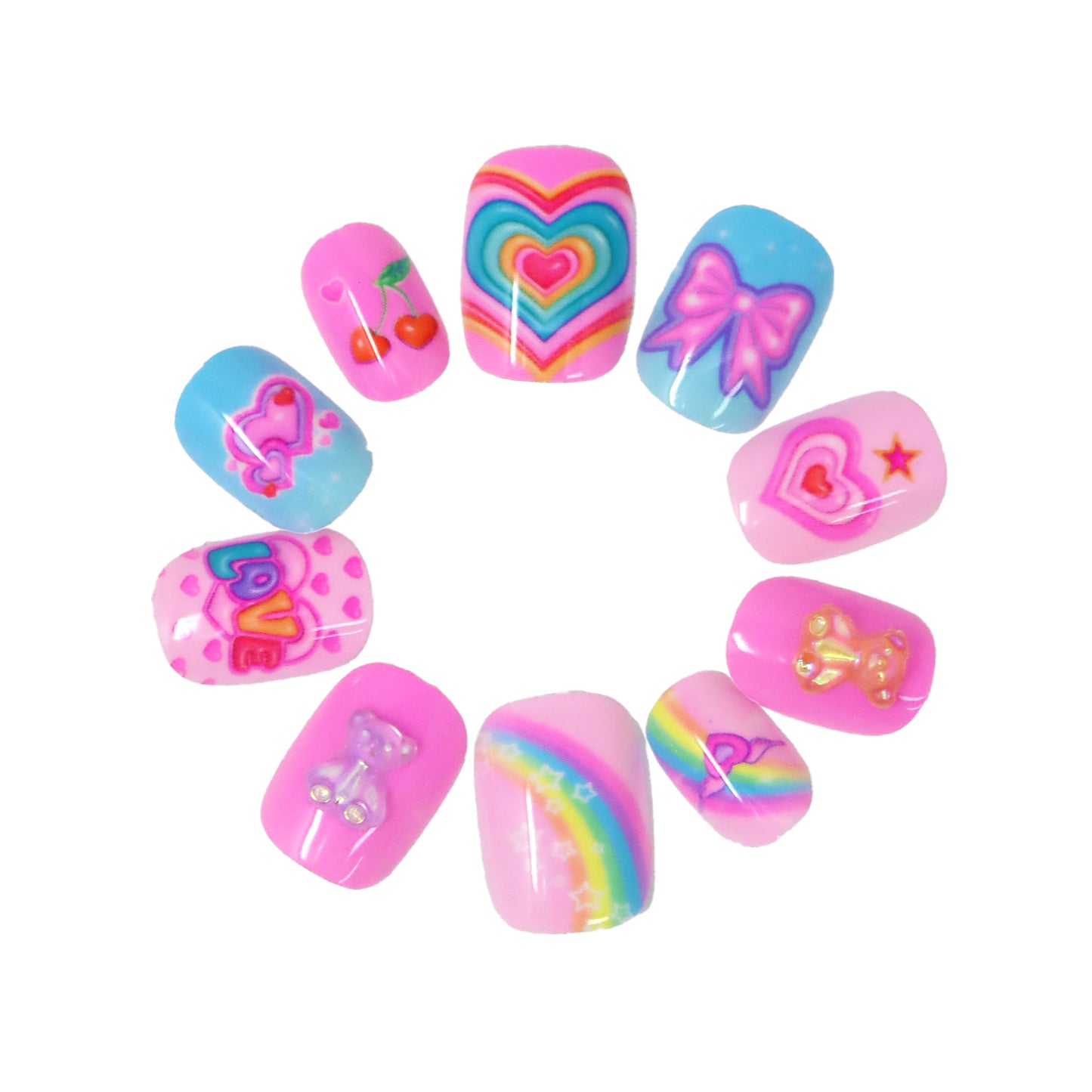 Pink Poppy - 3D Gummy Bear Press On Nails