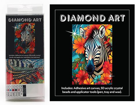 Diamond Art Kit 5D (15x20) - Zebra with Flowers