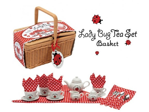 Ladybug Tea Set in a Basket