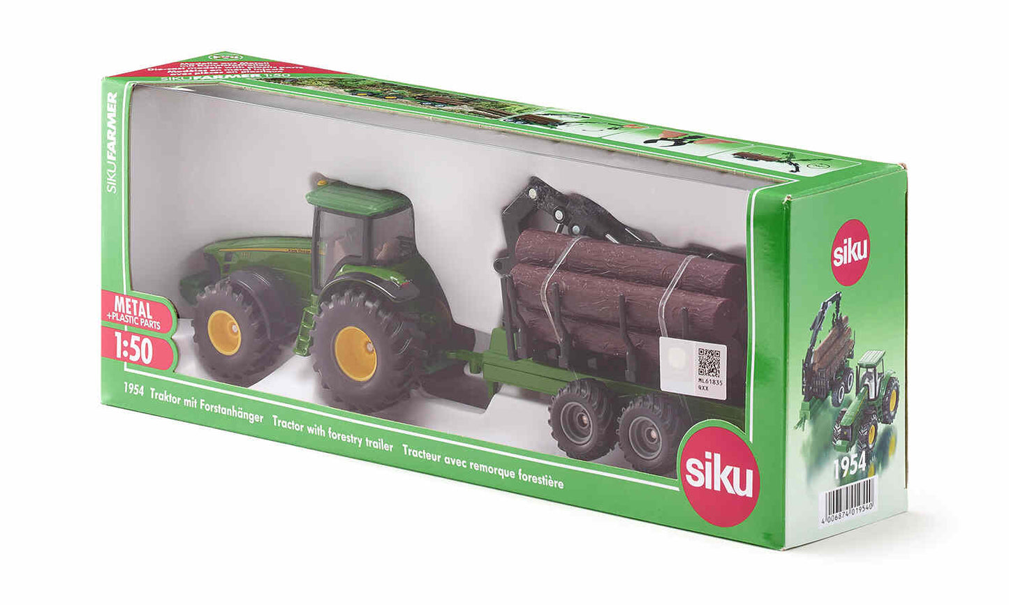 Siku - John Deere with Forestry Trailer 1:50 Scale