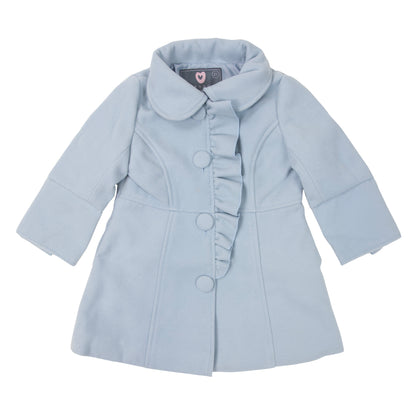 Korango - Faux Wool Collared Overcoat - Alice Blue