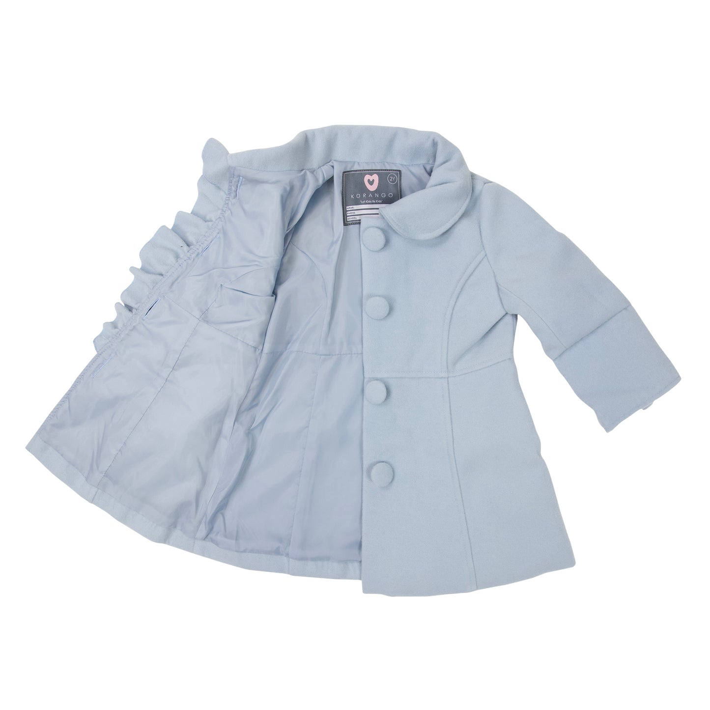 Korango - Faux Wool Collared Overcoat - Alice Blue