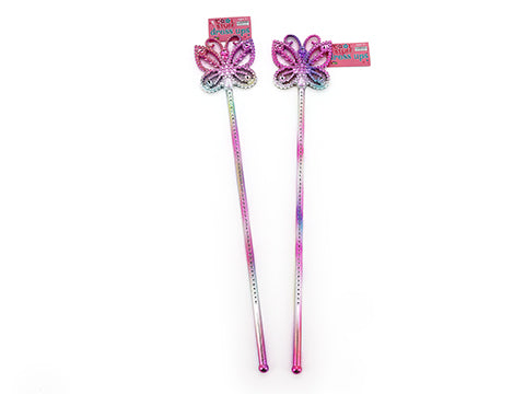 Silver with Pink Butterfly Fairy Wand