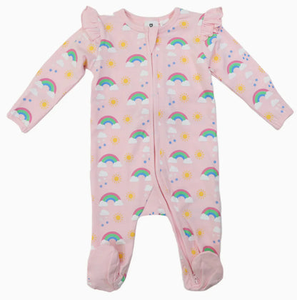 Korango - Sunshine & Rainbows Double Zip Onesie - Fairytale Pink