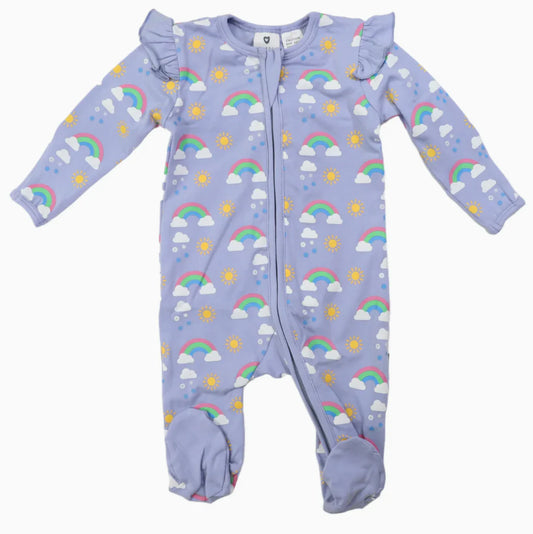 Korango - Sunshine & Rainbows Double Zip Onesie - Blue Heron