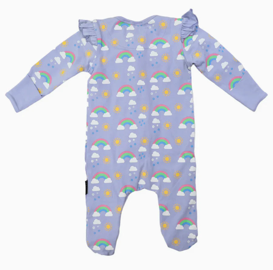 Korango - Sunshine & Rainbows Double Zip Onesie - Blue Heron