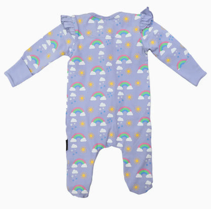 Korango - Sunshine & Rainbows Double Zip Onesie - Blue Heron